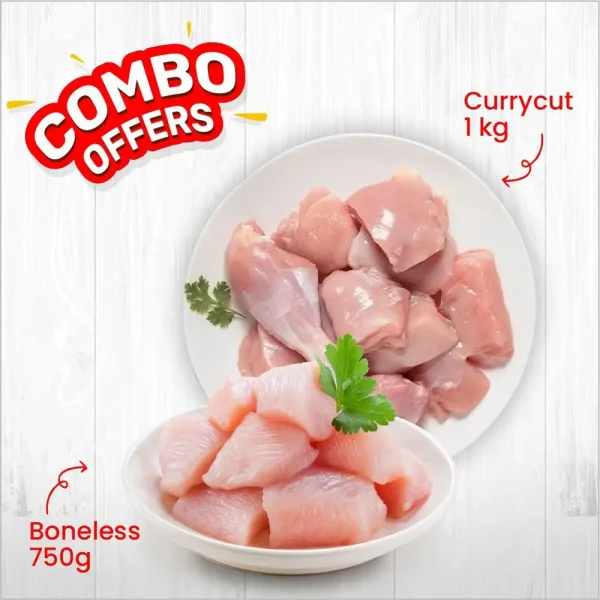 curry-cut chicken, boneless chicken, combo